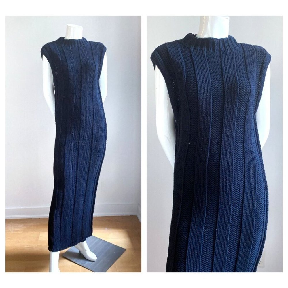 Free People Beach Black Ribbed High Neck Sleeveless Maxi Dress S